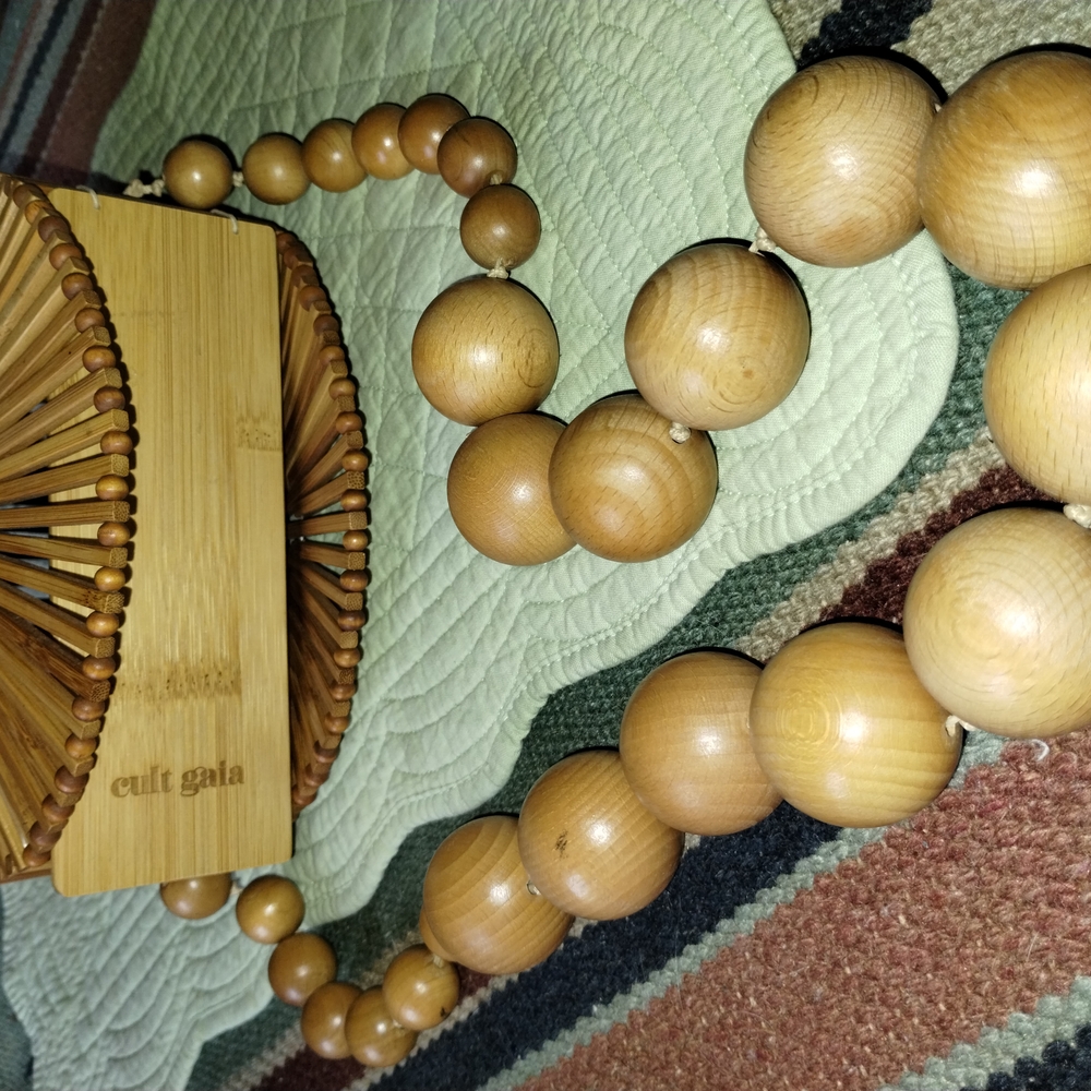 Cult Gaia Bamboo Handbag with Wooden Beads